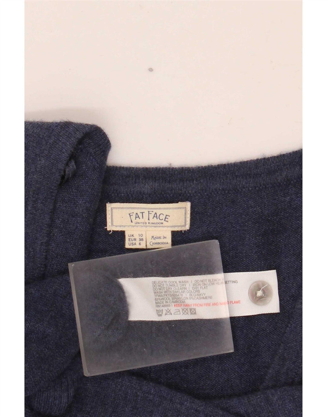 Suéter tipo cárdigan para mujer Fat Face UK 10 Small Lana azul marino