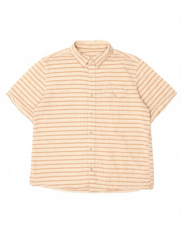 Camisa de manga corta para hombre Fat Face de algodón a rayas blancas grandes