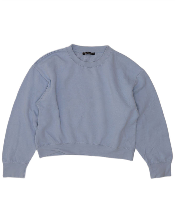 Zara Mujer Crop Oversize Sudadera Jumper UK 10 Small Azul