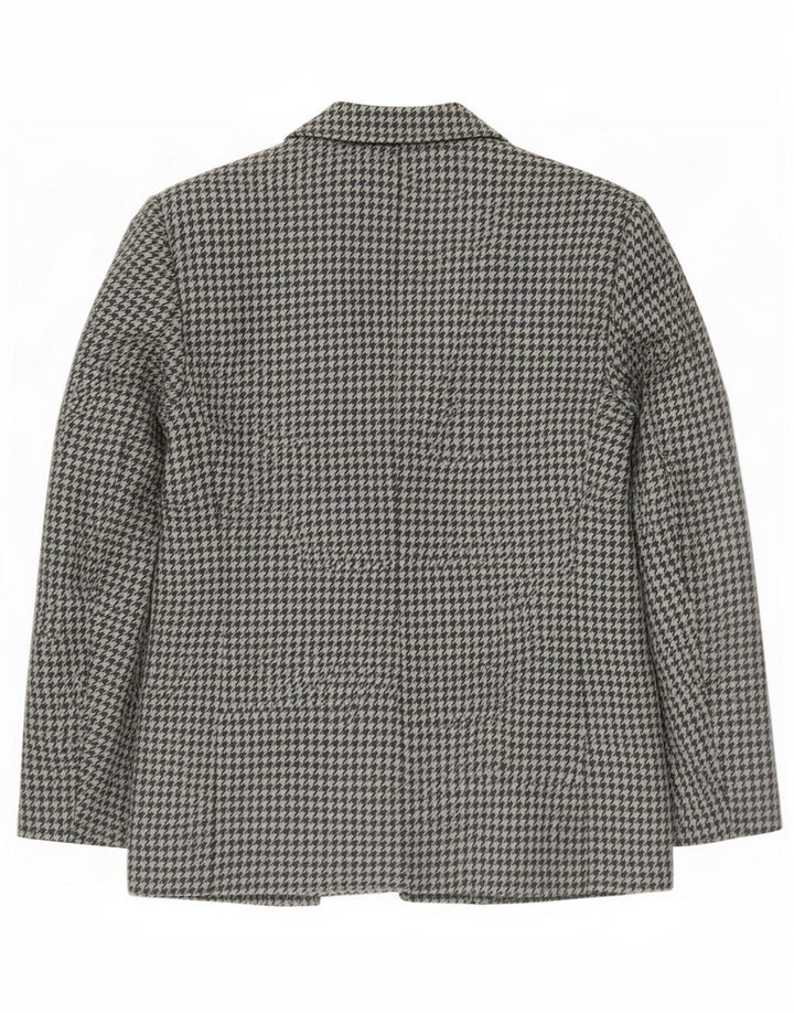 Vintage mujer 2 botones Blazer chaqueta IT 46 grande gris Houndstooth