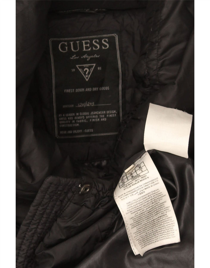 Guess Abrigo acolchado para mujer UK 8 Small Poliéster negro