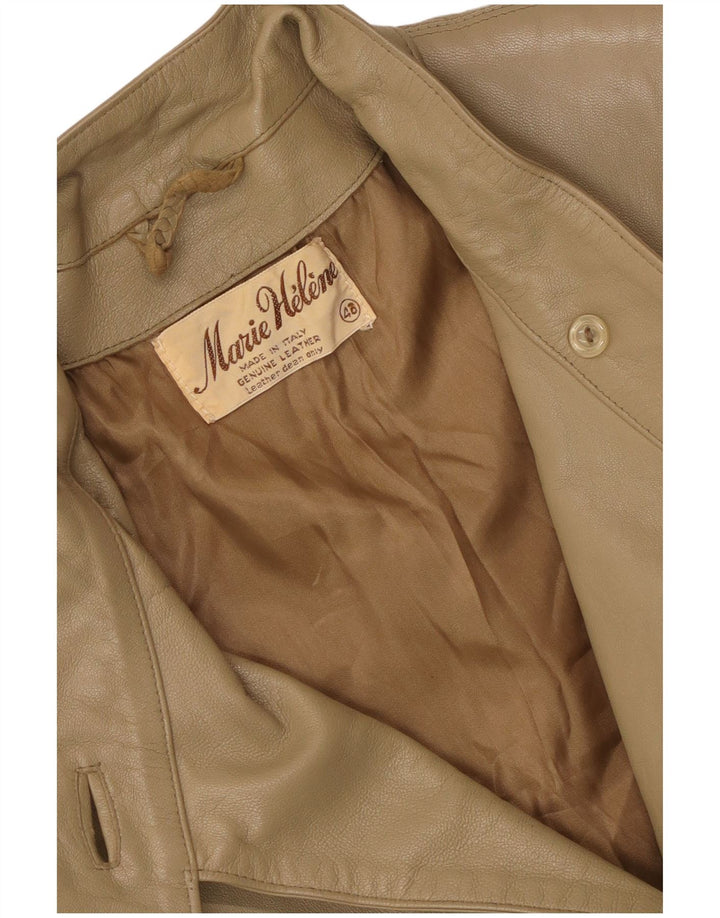 Chaqueta de cuero vintage para mujer IT 46 cuero beige grande