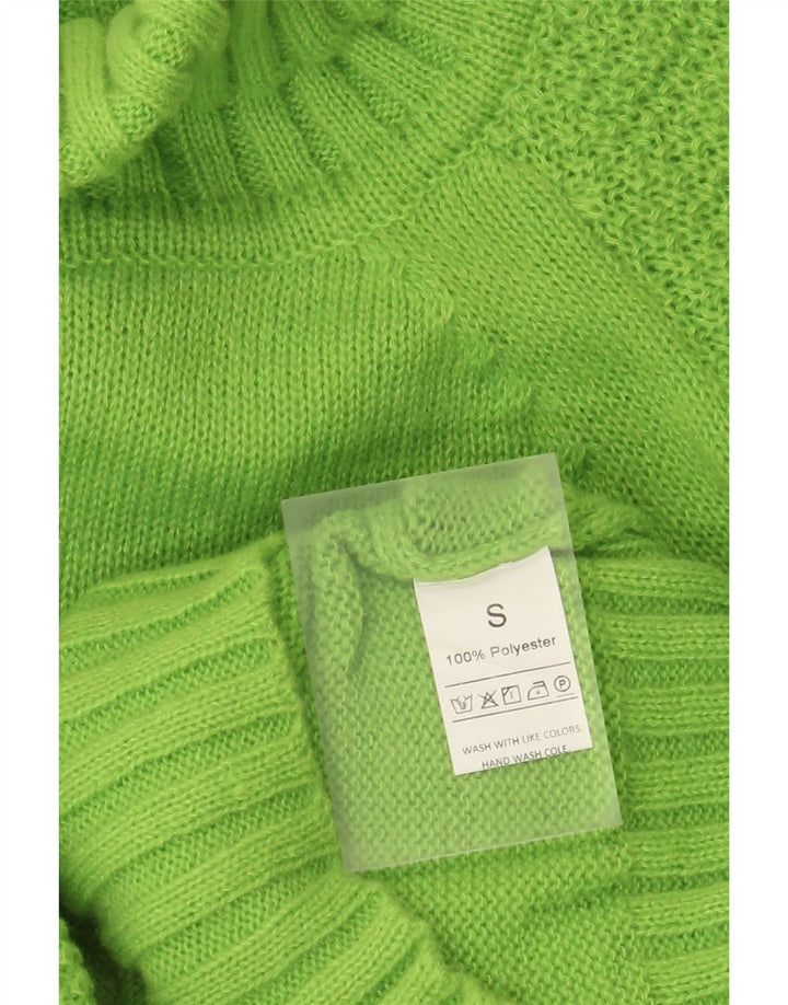 Vintage mujeres oversize roll cuello jersey suéter Reino Unido 10 pequeño verde