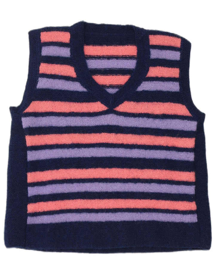 Vintage mujer chaleco camiseta sin mangas Reino Unido 14 medio multicolor rayas