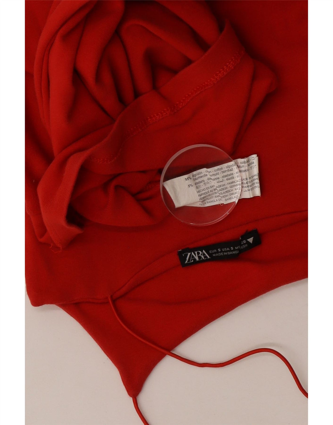Zara Mujer Vestido De Verano UK 8 Pequeño Algodón Rojo