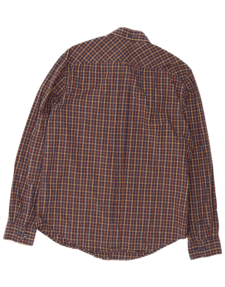 BEN SHERMAN Camisa de hombre de algodón a cuadros marrón medio