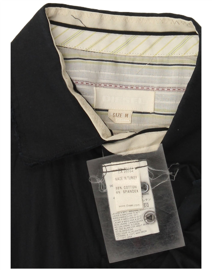 Diesel Camisa Militar De Manga Corta Para Hombre Algodón Azul Marino Medio