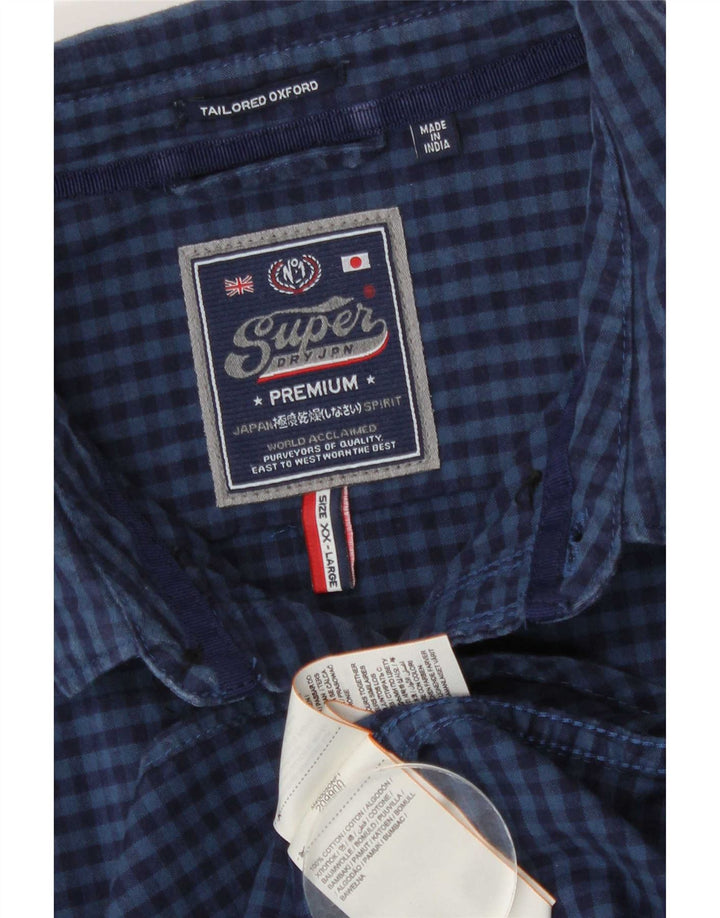 Camisa Superdry para hombre 2XL Algodón a cuadros azul marino