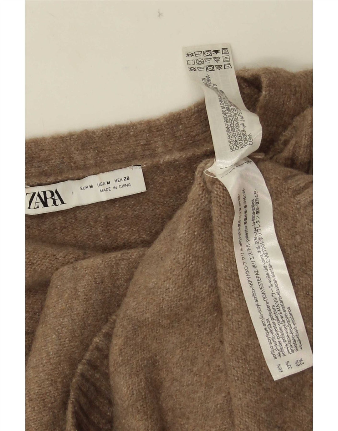 Zara Mujer Suéter Cárdigan Extragrande Reino Unido 44 Acrílico Marrón Medio