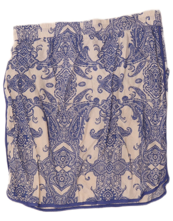 Marks & Spencer Falda recta para mujer UK 44 Grande W34 Azul Paisley Viscosa