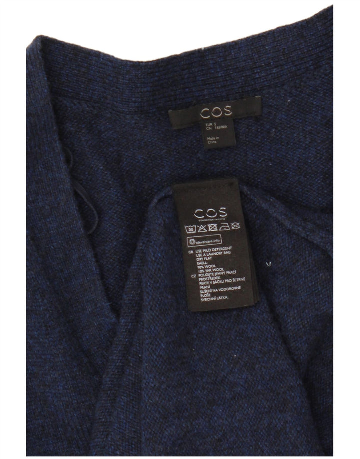 Cos - Cárdigan extragrande para mujer, largo, talla 10, lana azul marino pequeña