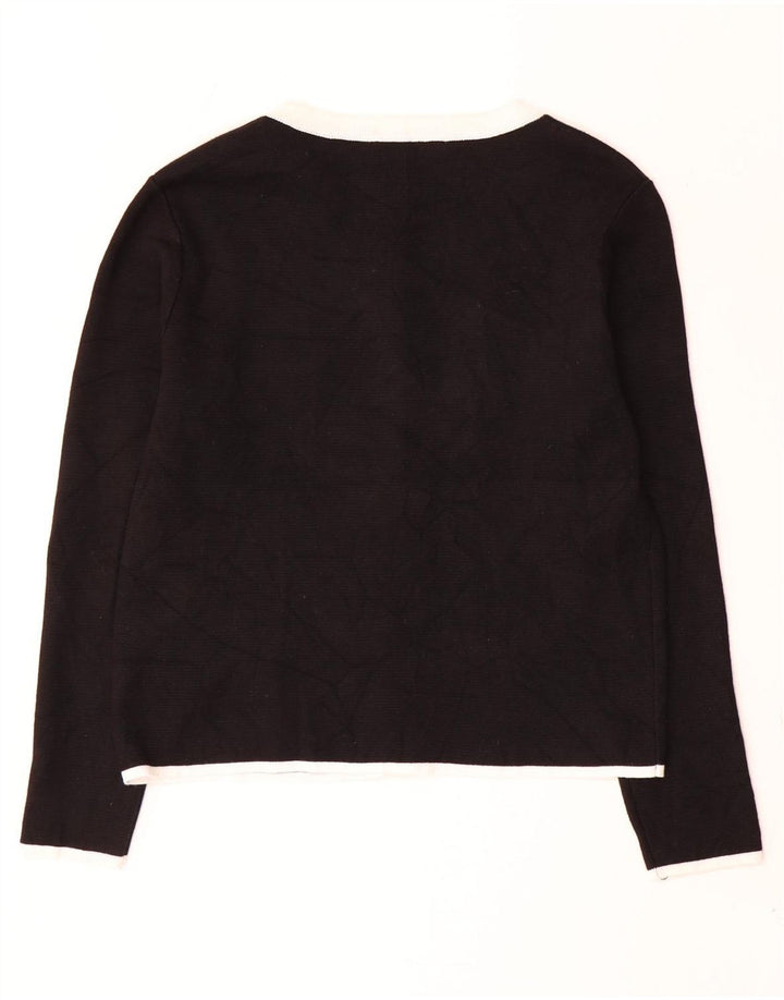 Zara Mujer Cárdigan Suéter UK 12 Medio Negro Poliéster