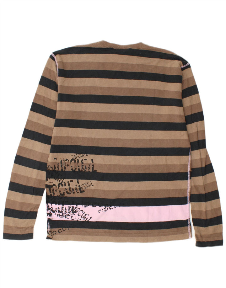 Rip Curl Hombre Gráfico Top Manga Larga Algodón A Rayas Marrón Medio