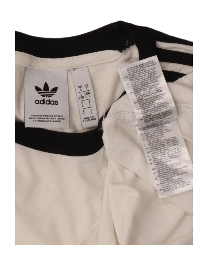 Adidas - Camiseta para hombre, talla grande, algodón blanco