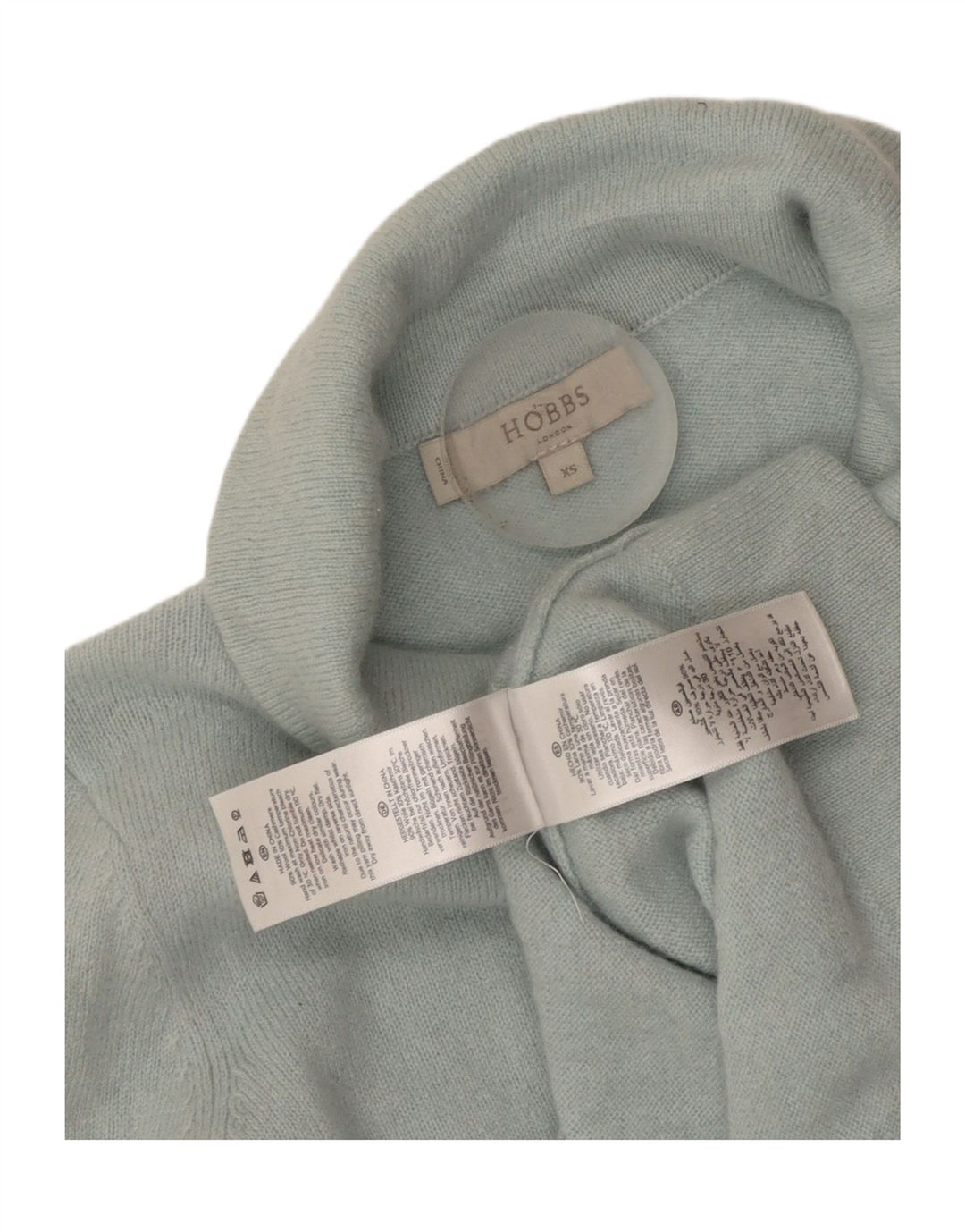 Hobbs Suéter corto con cuello vuelto para mujer UK 4 XS Lana azul