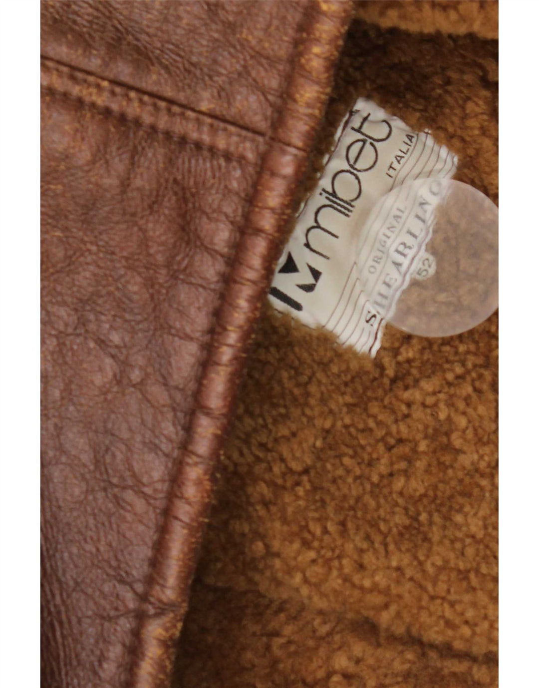 Chaqueta de piel de oveja vintage para hombre IT 52 XL Marrón Shearling