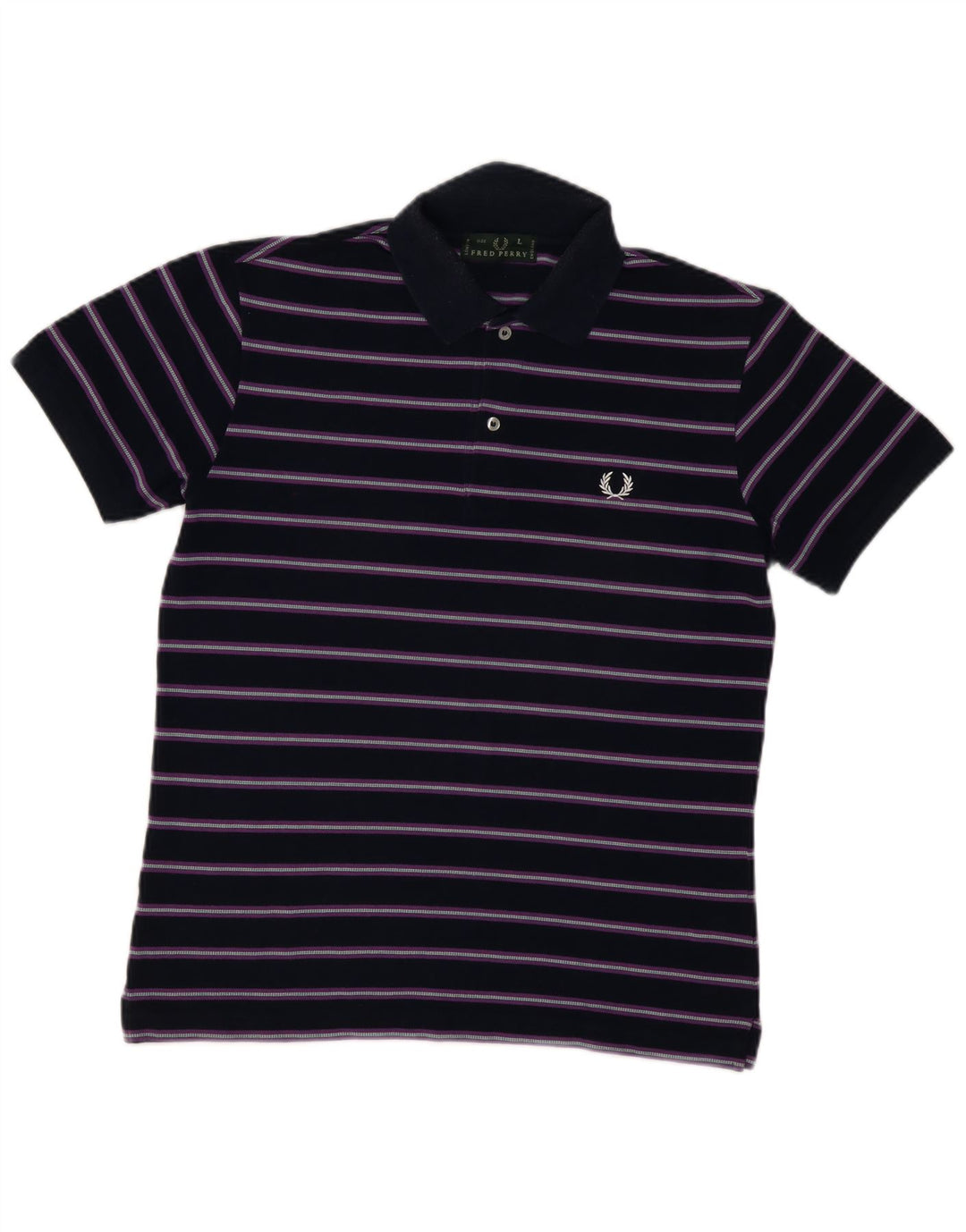 FRED PERRY Polo para hombre de algodón a rayas azul marino grande