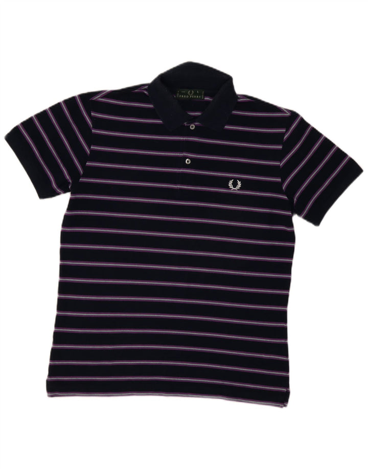 FRED PERRY Polo para hombre de algodón a rayas azul marino grande