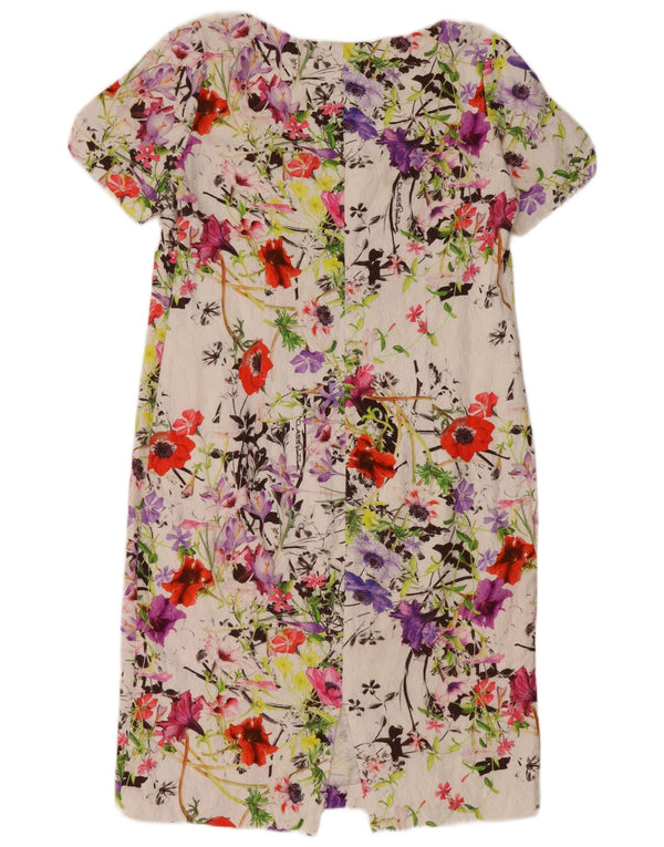 JUST CAVALLI Vestido recto para mujer talla 2 pequeño algodón floral blanco