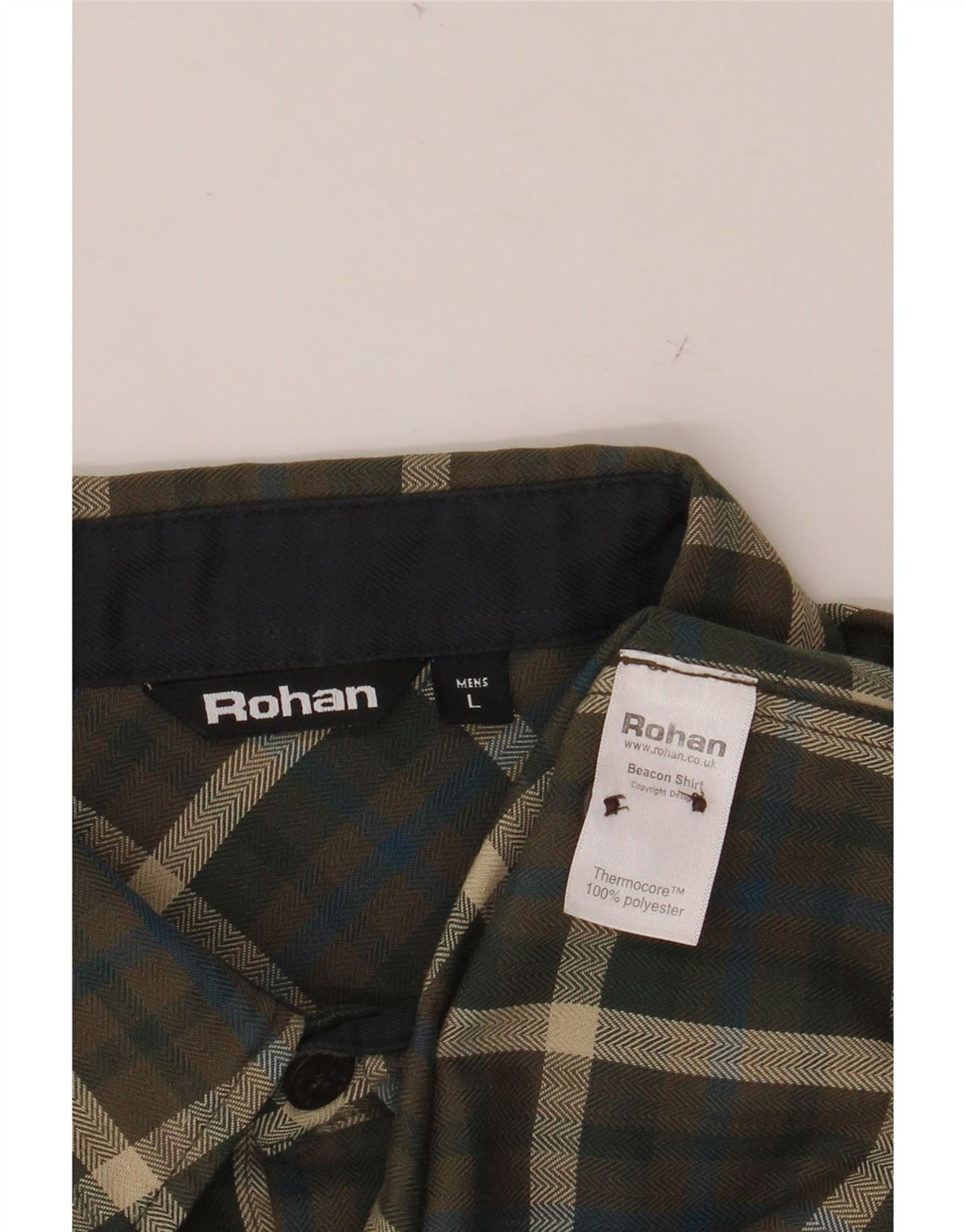 ROHAN Camisa de franela para hombre Poliéster a cuadros caqui grande