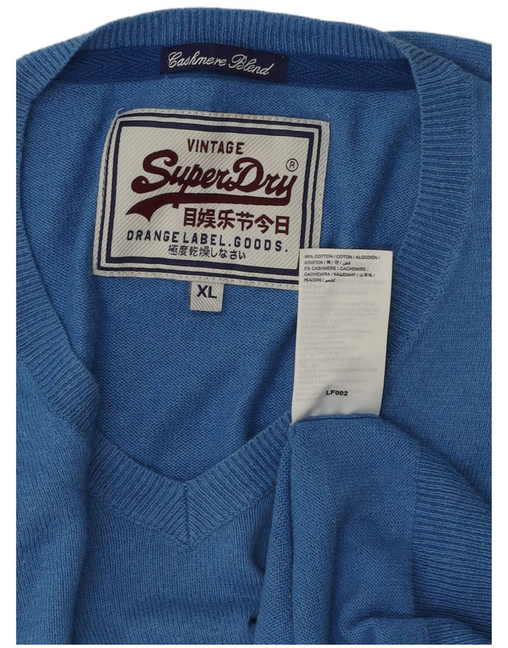 Superdry Jersey con cuello en V para hombre XL Algodón azul