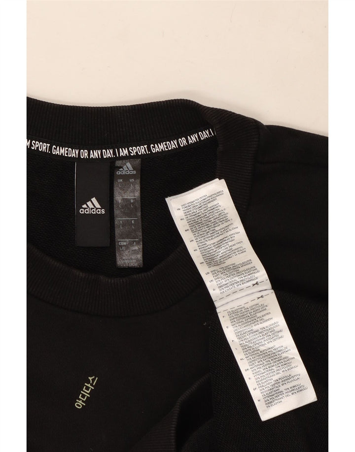 Adidas Hombre Sudadera Gráfica Jumper Grande Algodón Negro