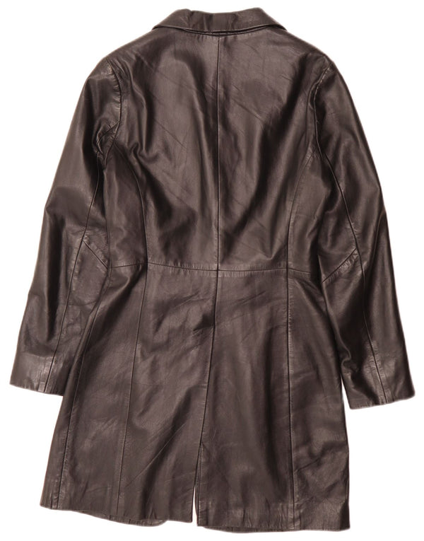 Stefanel Abrigo de cuero para mujer IT 40 Small Black