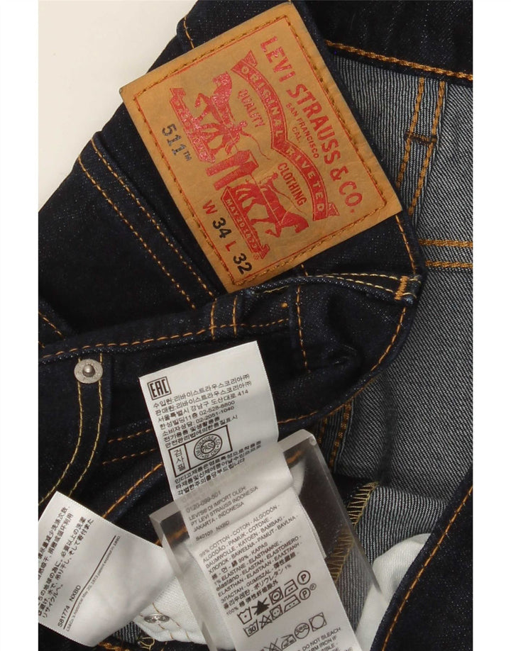 Levi's Hombre 511 Slim Jeans W34 L29 Algodón Azul Marino