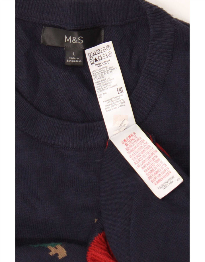 Marks & Spencer - Jersey de cuello redondo para hombre, talla grande, color azul marino
