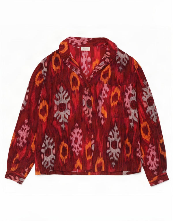 Benetton Blusa Camisera Mujer ES 42 Mediano Rojo Ikat