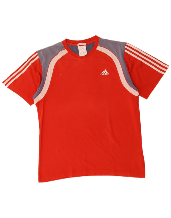 Adidas Mens Clima 365 T-Shirt Top UK 40/42 Medium Red Colourblock Cotton