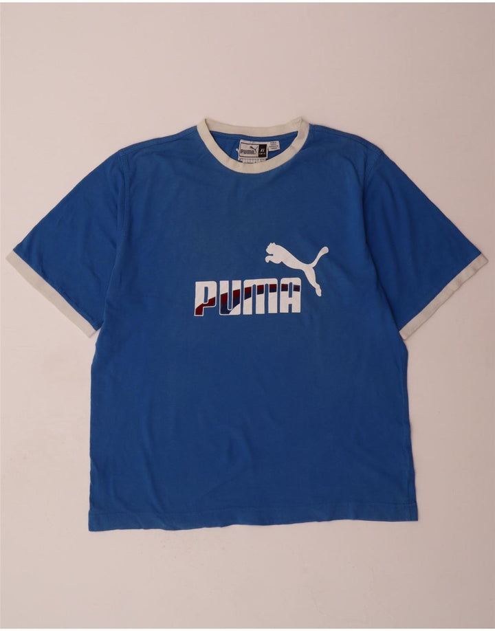 PUMA Camiseta gráfica para hombre Top XL Azul Colorblock
