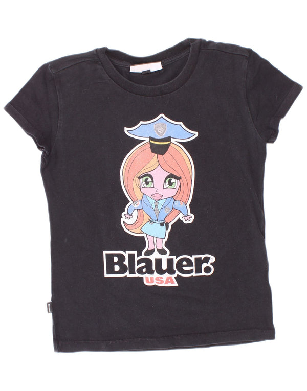 Blauer Camiseta gráfica para niña 9-10 años Negro