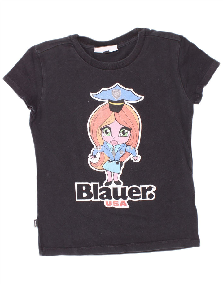 Blauer Camiseta gráfica para niña 9-10 años Negro