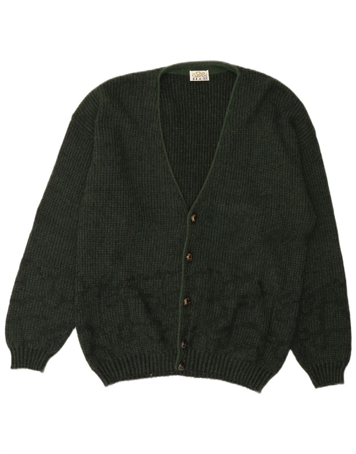 Vintage hombres Cardigan suéter grande verde