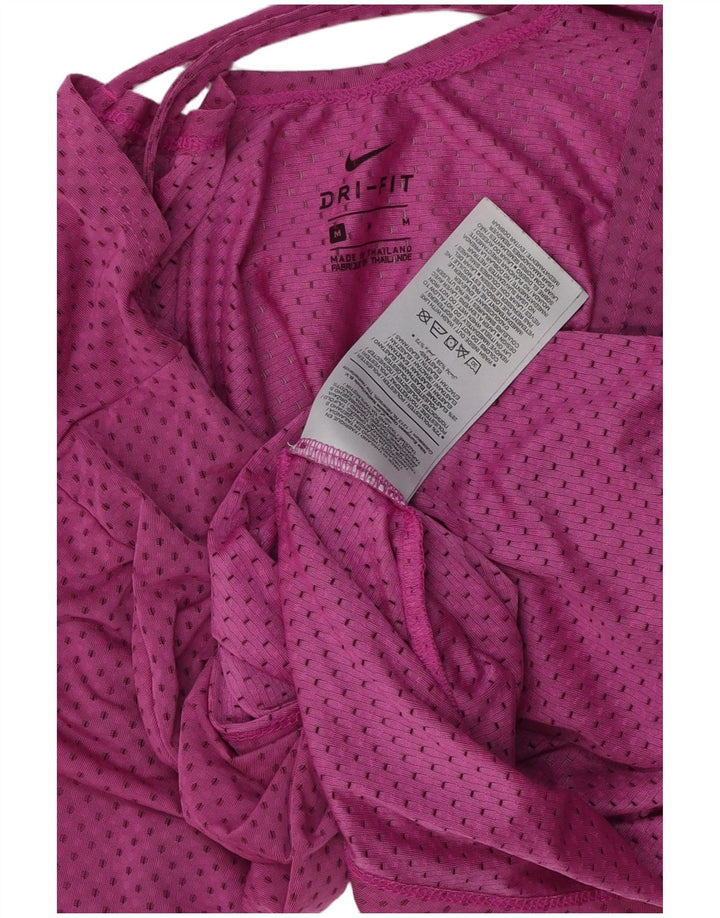 NIKE Camiseta Dri Fit para Mujer UK 14 Poliéster con Manchas Rosa Mediana
