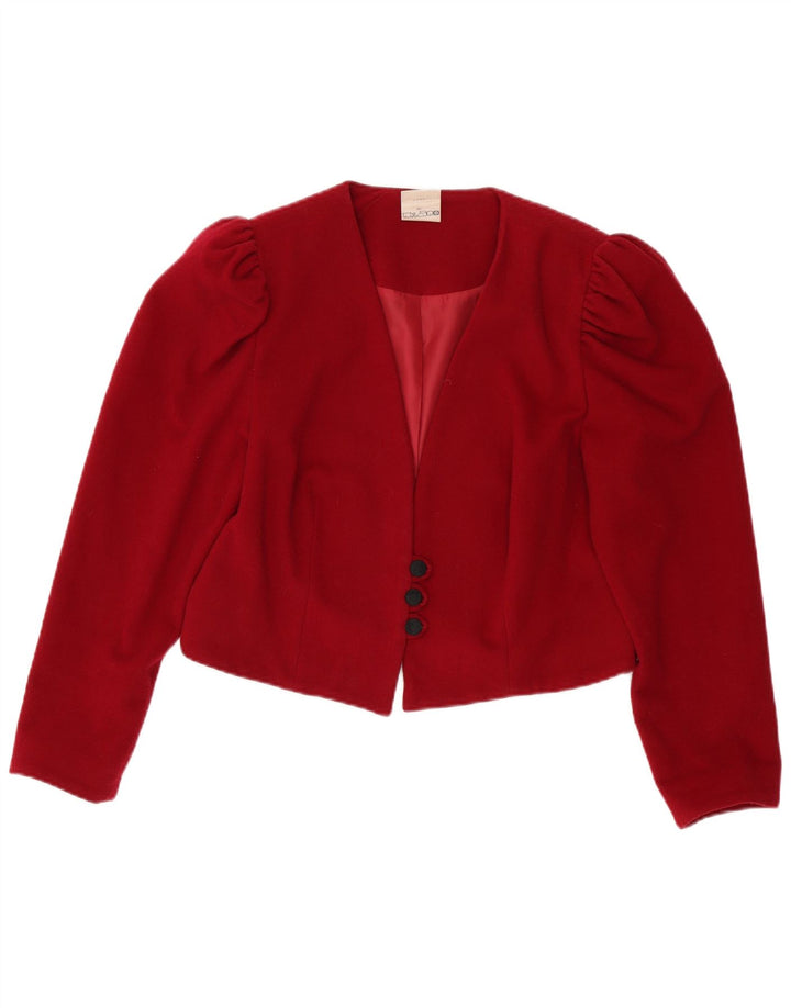 Vintage mujer 3 botones crop blazer chaqueta IT 44 lana roja mediana