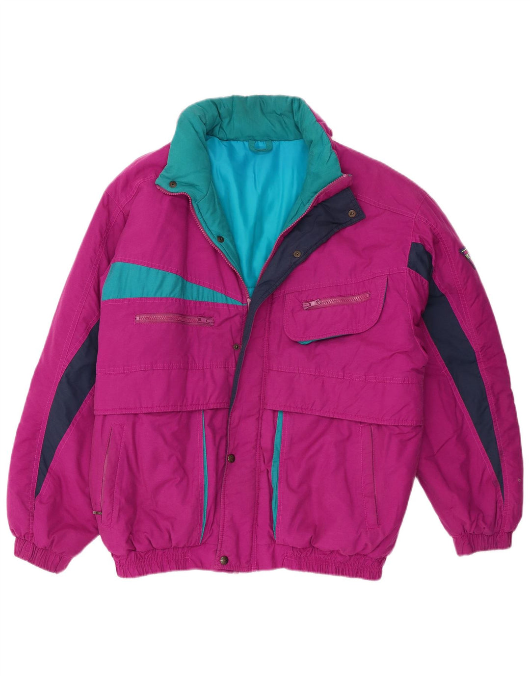 Brugi Hombre Chaqueta acolchada con capucha IT 48 Poliéster color block mediano violeta