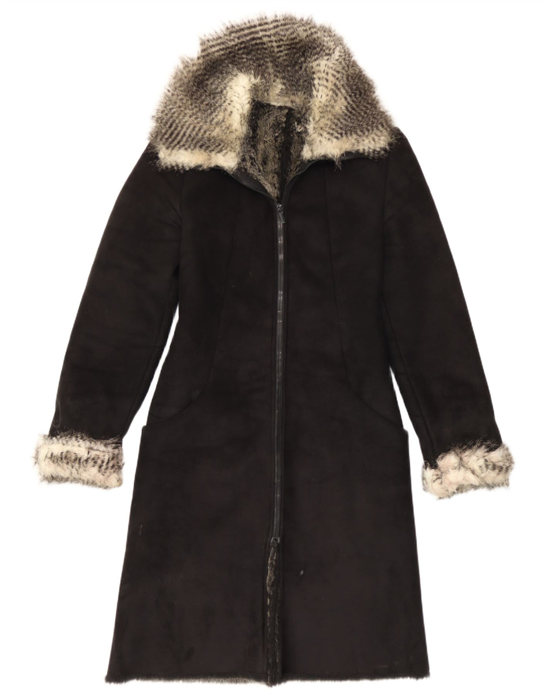 Vintage mujer Sherpa abrigo IT 40 pequeño negro