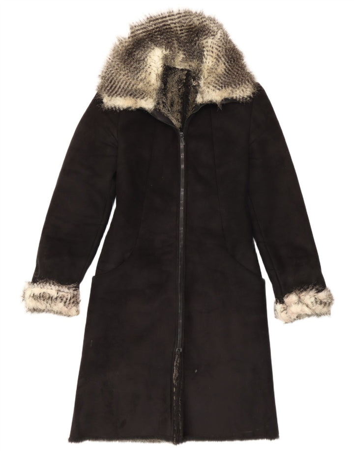 Vintage mujer Sherpa abrigo IT 40 pequeño negro