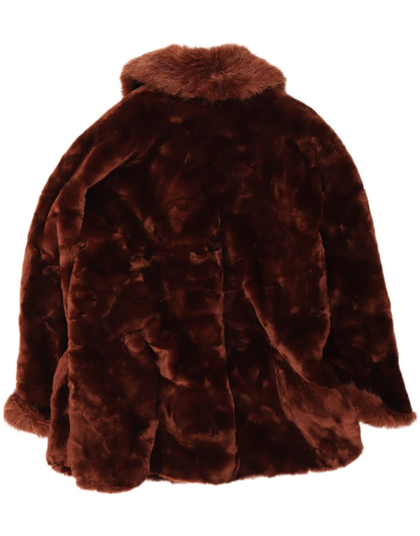 Stefano Serapian Trenca extragrande de piel sintética para mujer UK 10 Small Brown