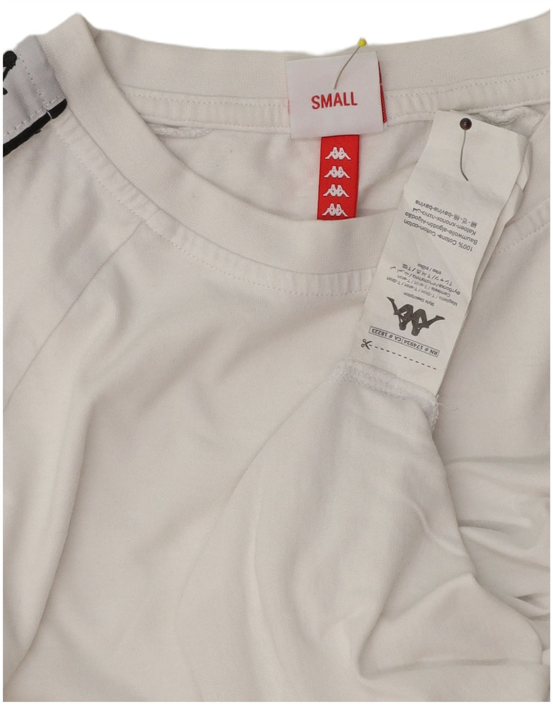 Kappa Hombre Camiseta Gráfica Top Small Blanco Algodón