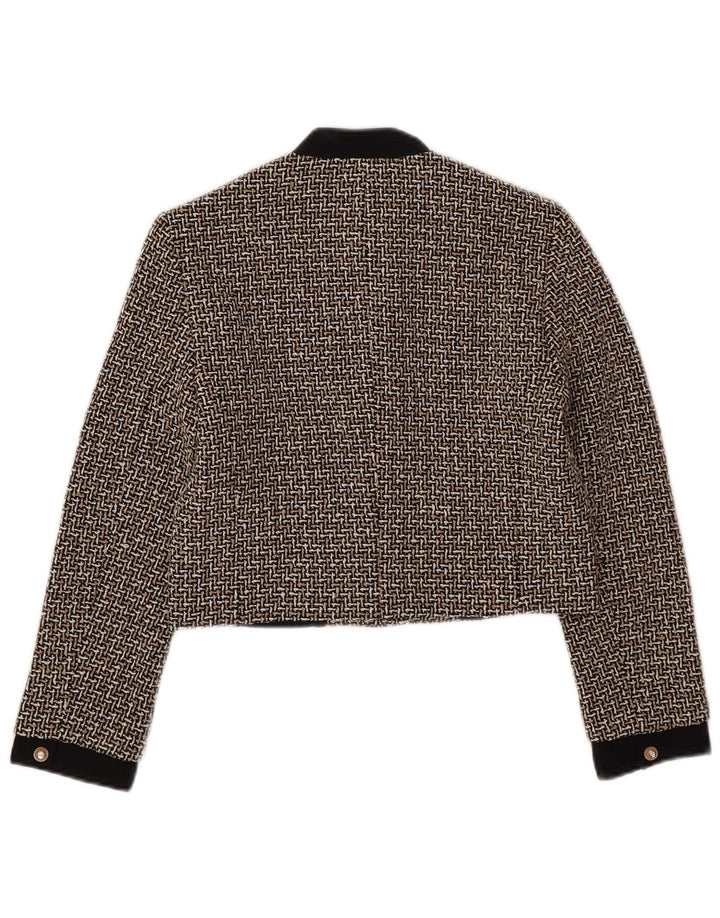 Zara Mujer Crop 3 Botones Blazer Chaqueta UK 10 Small Multicolor Check