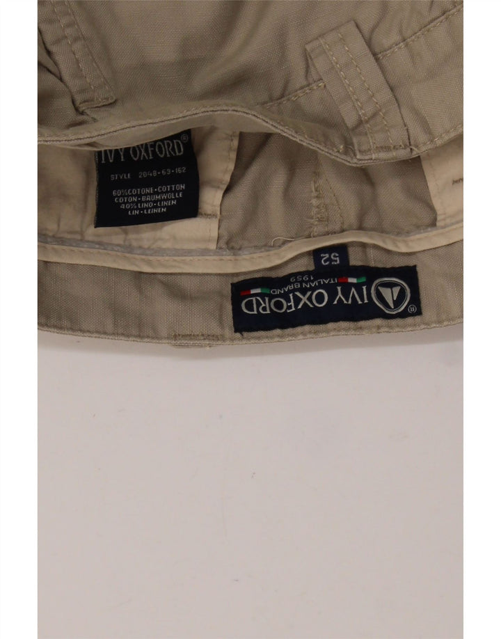 IVY OXFORD Pantalones cortos cargo para hombre IT 52 XL W38 Algodón beige