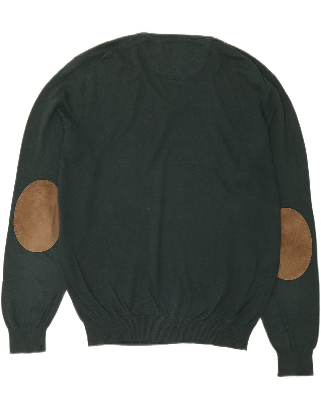 Jersey Massimo Dutti Hombre Cuello Pico Algodón Verde Medio