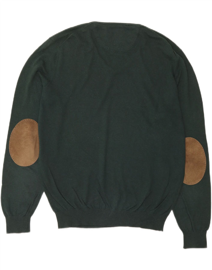 Jersey Massimo Dutti Hombre Cuello Pico Algodón Verde Medio