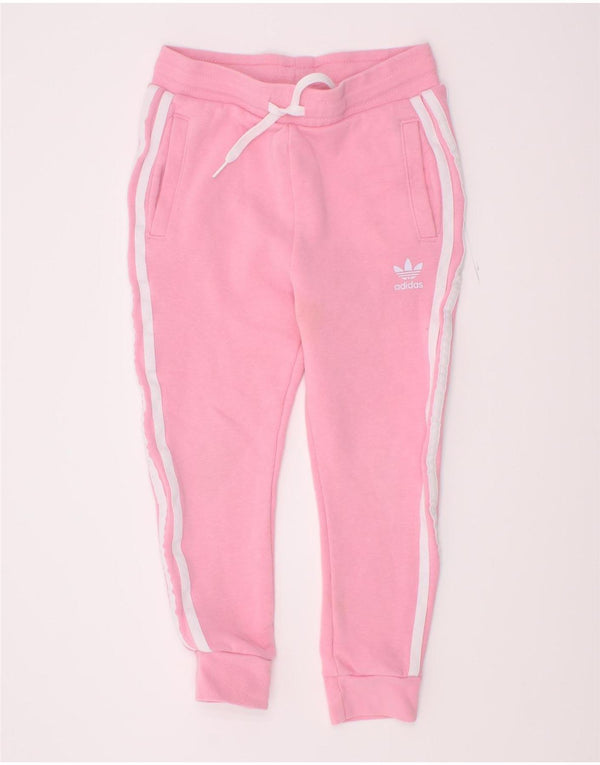 Adidas - Pantalón de chándal para niña, 5-6 años, algodón rosa