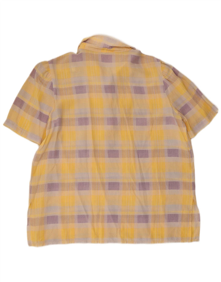 Les Copains Camisa tipo jersey de manga corta para mujer UK 40 Large Yellow Check