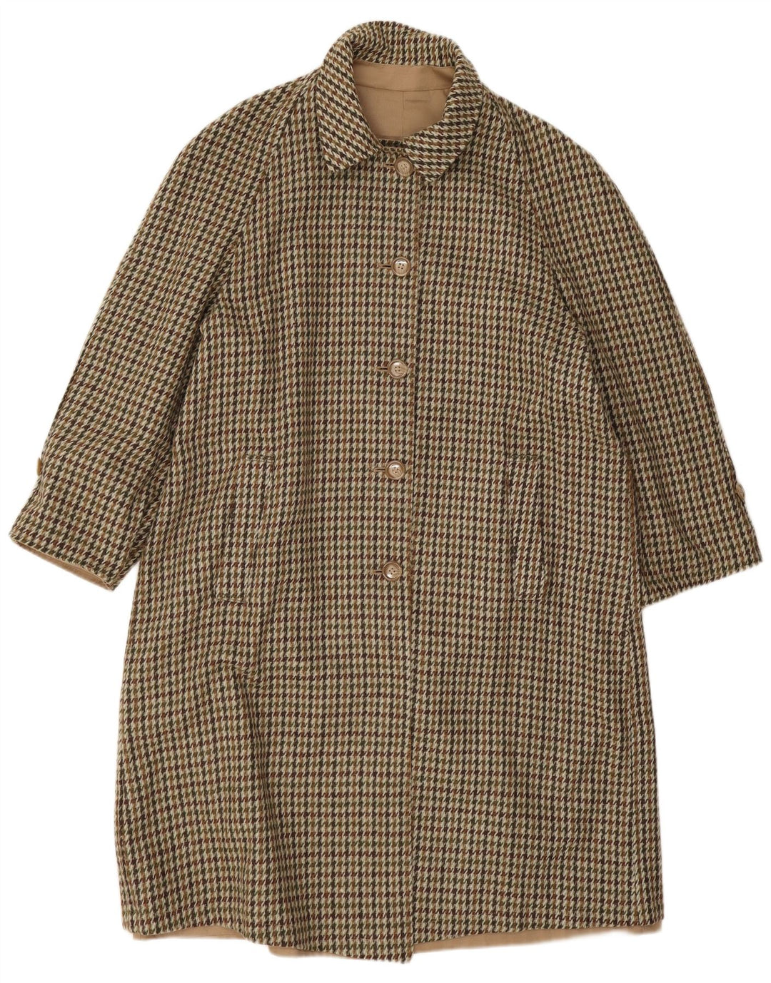 Abrigo reversible de gran tamaño vintage para mujer IT 47 XL Beige Houndstooth