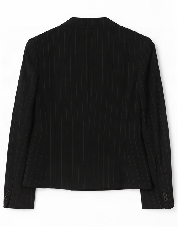 Max Mara Chaqueta tipo blazer con doble botonadura para mujer UK 12 Medium Black Pinstripe